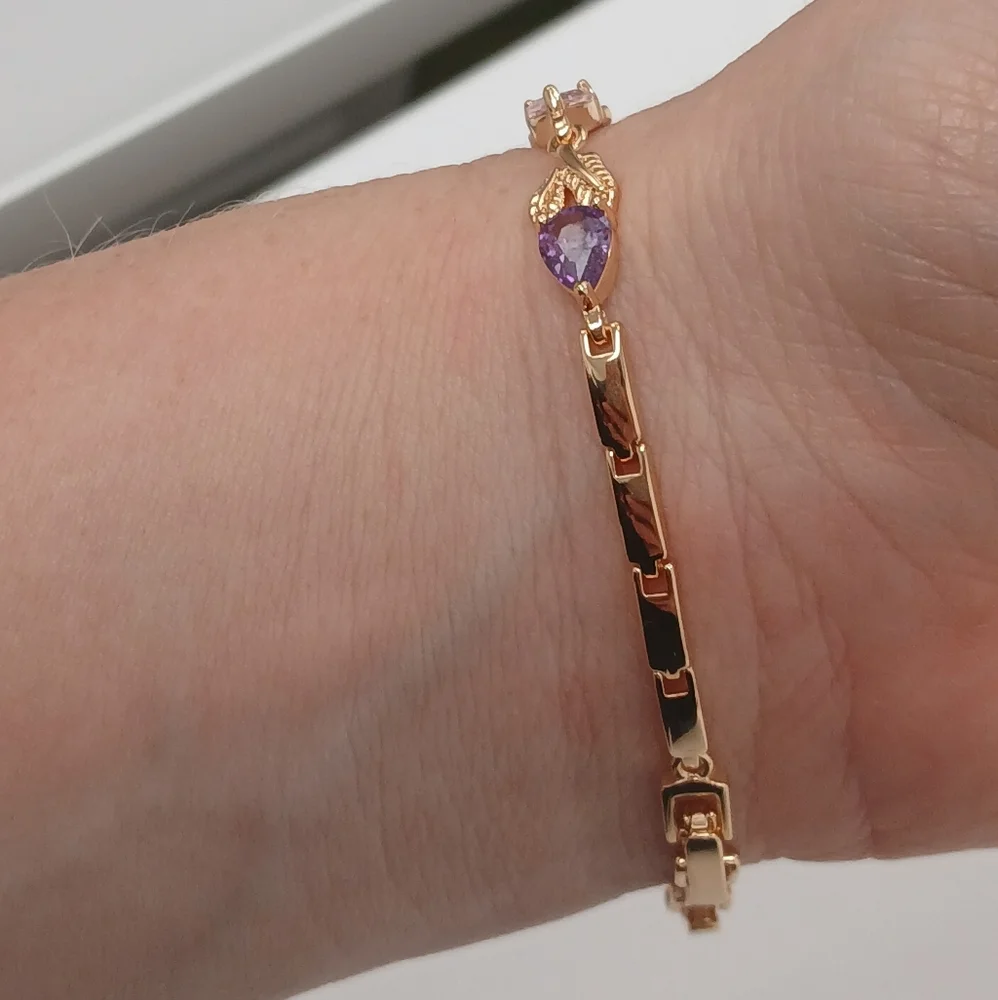 New 18k Goldplated Multi-Color Gemstone Forest Vine Bracelet - Picture 5 of 12